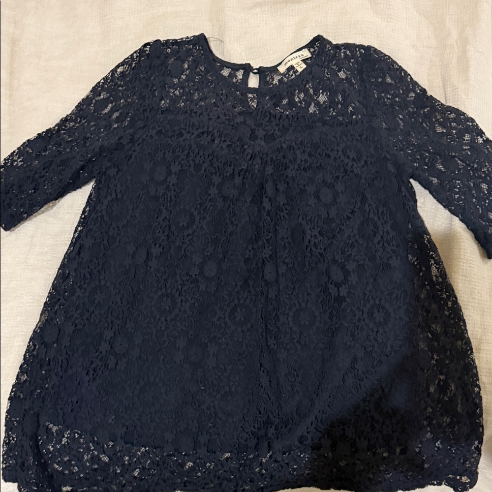 Anthropologie Navy Lace top